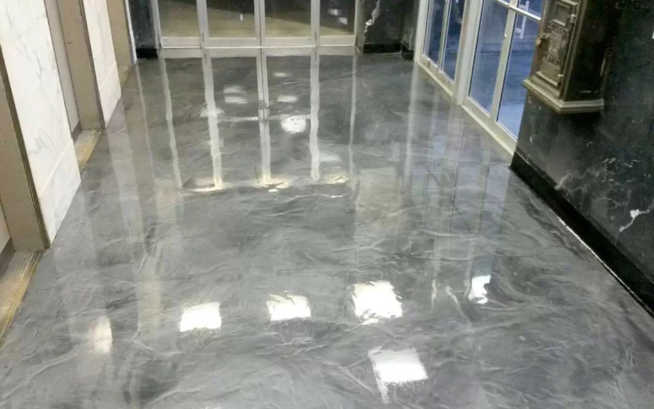 metallic floor coating in restaurant