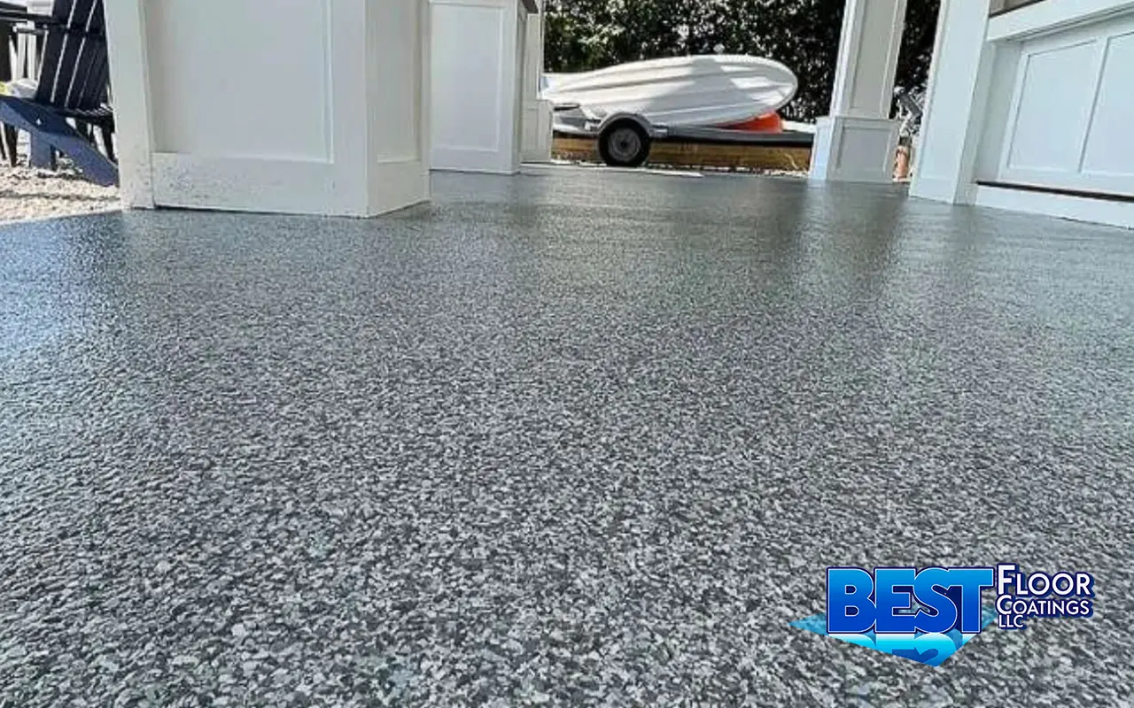 Durable polyaspartic floor coating in a stylish