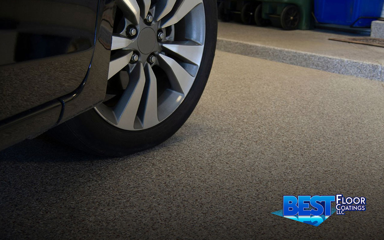 Durable polyaspartic floor coating in a residential garage.