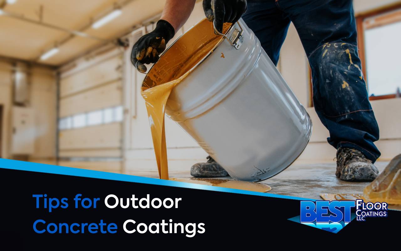 Outdoor concrete coatings epoxy finish on driveway