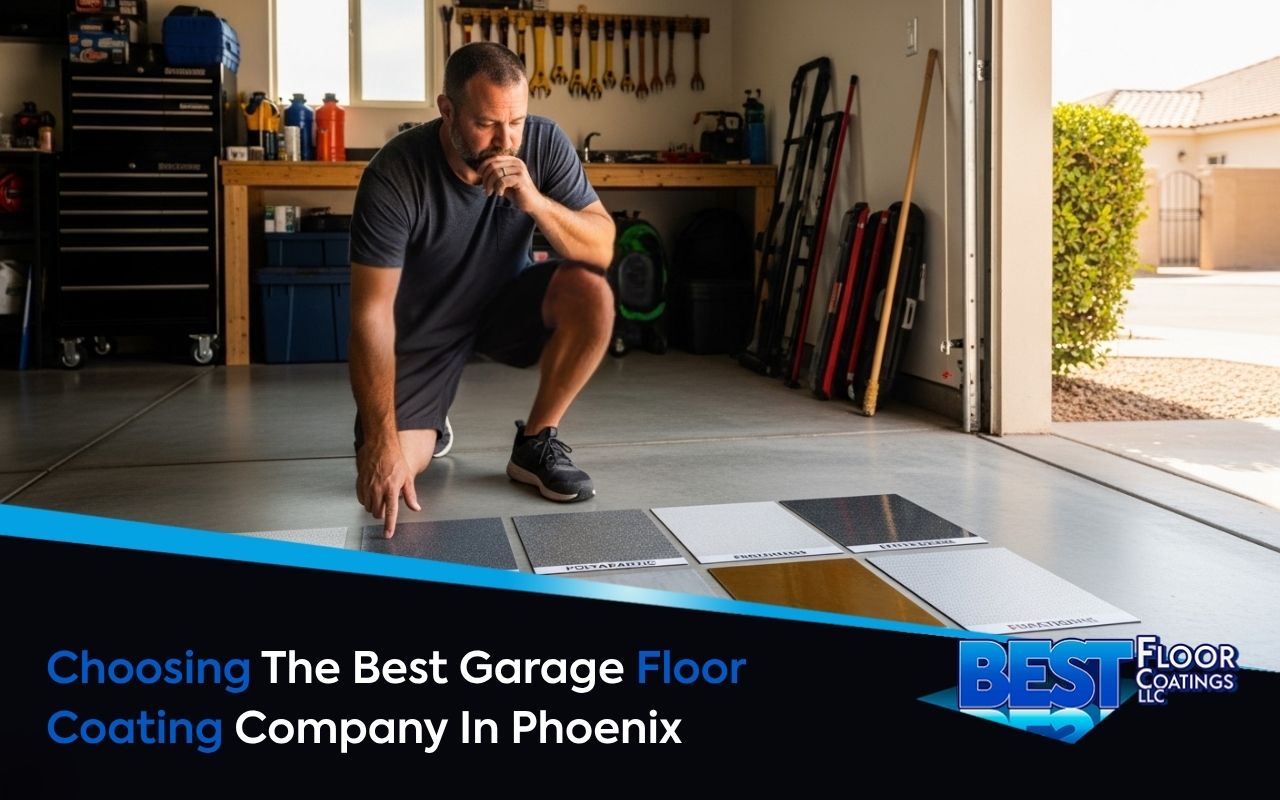 Homeowner choosing the best garage floor coating company in Phoenix