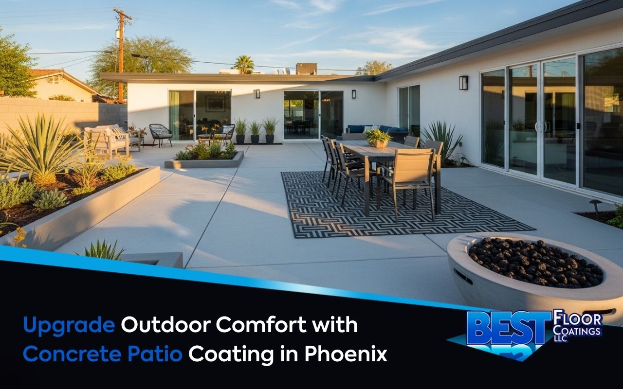 concrete patio coating in Phoenix for a modern backyard