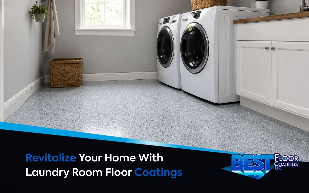 Floor coating for laundry rooms creating a fresh and easy clean utility space