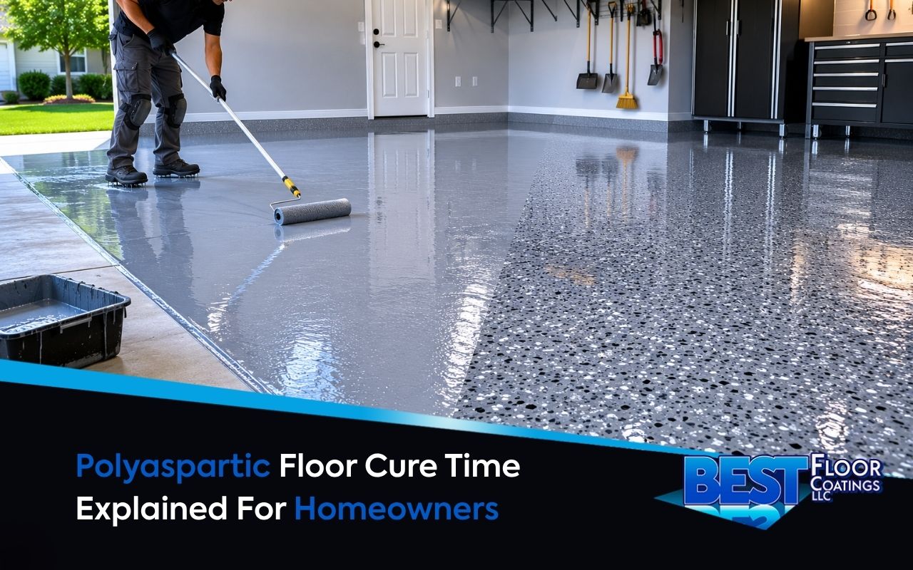 Polyaspartic floor cure time during professional coating work