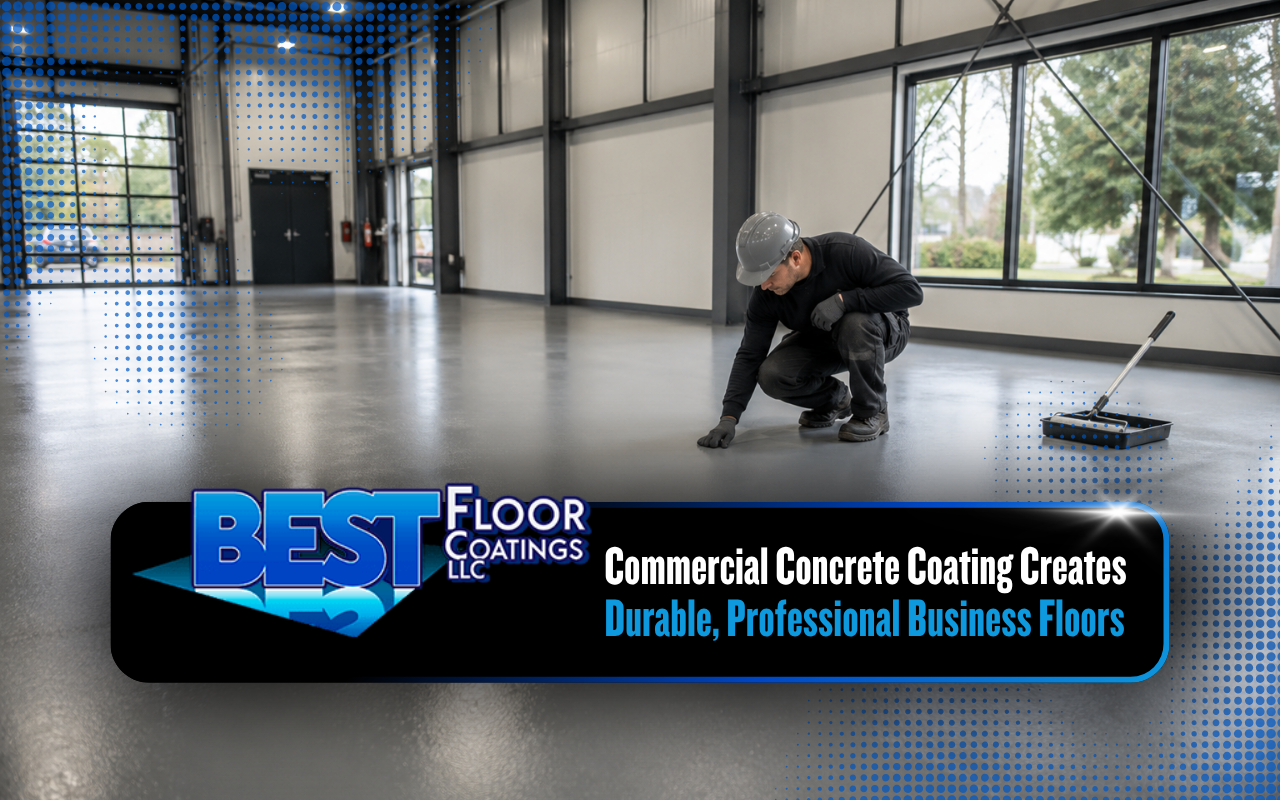 Commercial concrete coating on a clean business floor