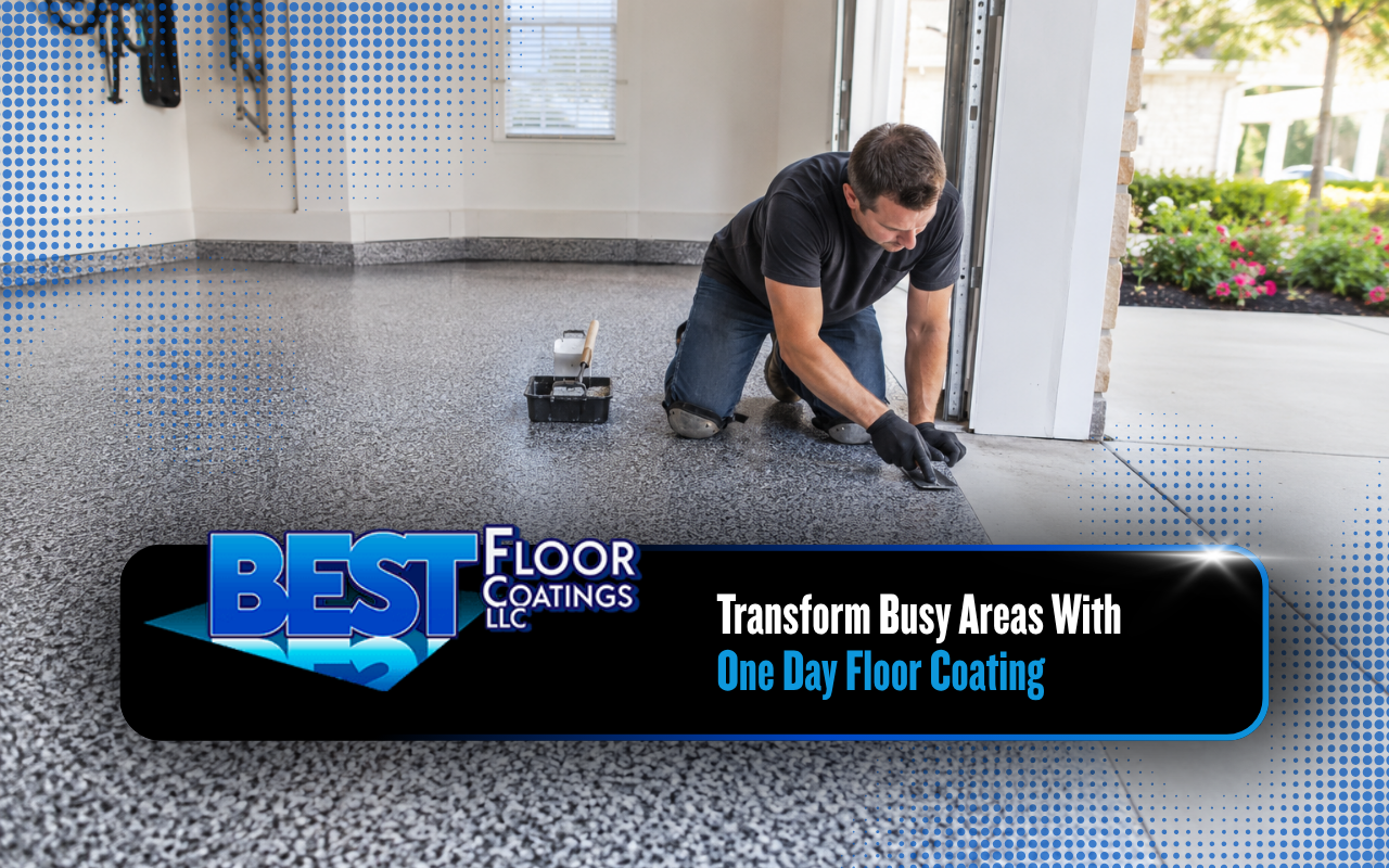 One day floor coating transforming a residential garage