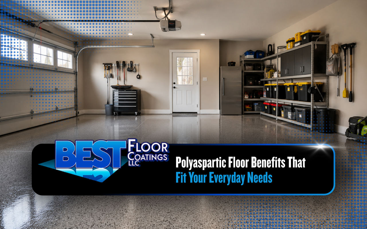 Polyaspartic floor benefits in a clean residential garage