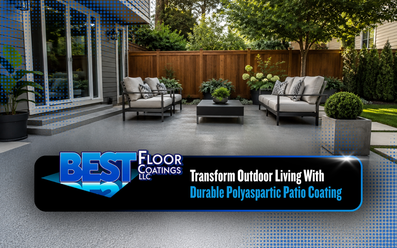 Polyaspartic patio coating creating a clean outdoor living space