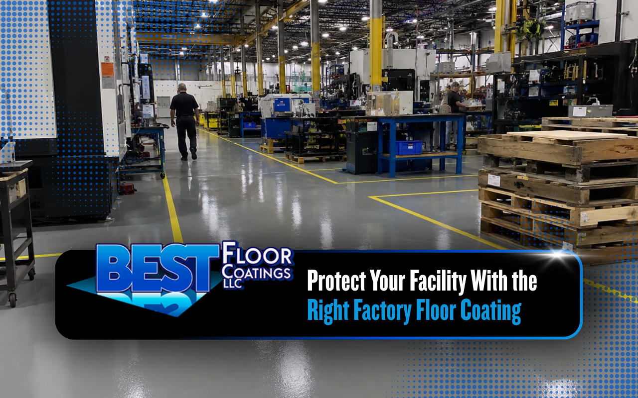 Factory floor coating protecting a busy industrial workspace